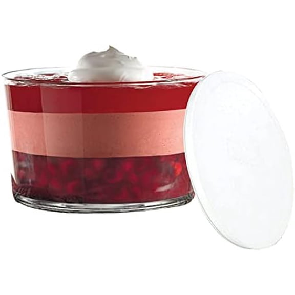 Glass Trifle Bowl with Lid, 104 oz Glass Salad Bowl with Plastic Lid