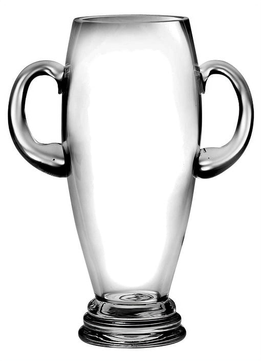 Elegant Clear Glass Trophy Vase with Handles for Living Room Decor