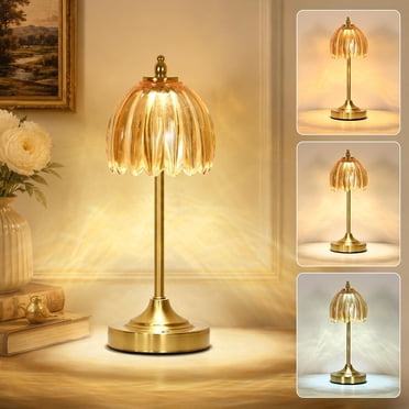 Table Rump Light Tulip Table Lamp with 5000mAh Battery & Touch Control, Cordless Table ...