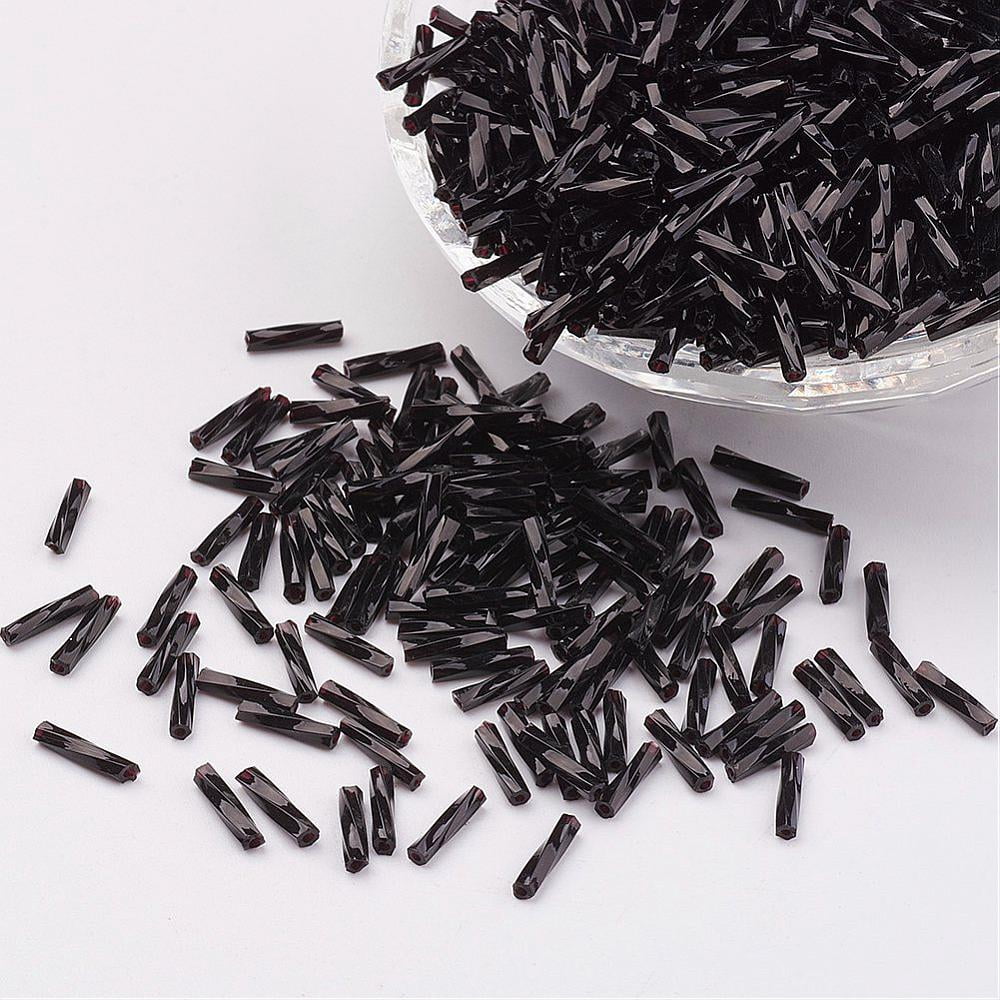 Glass Twisted Bugle Beads Opaque Colours Black 12x2mm Hole: 0.5mm about 5000pcs/bag