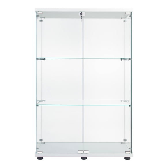 White Glass Display Cabinet / Office Use / Enhances Visual Appeal