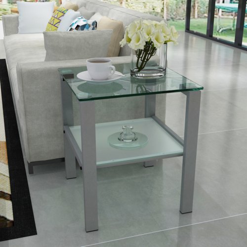 Glass Two Layer Tea Table, Small Round Table, Bedroom Corner Table
