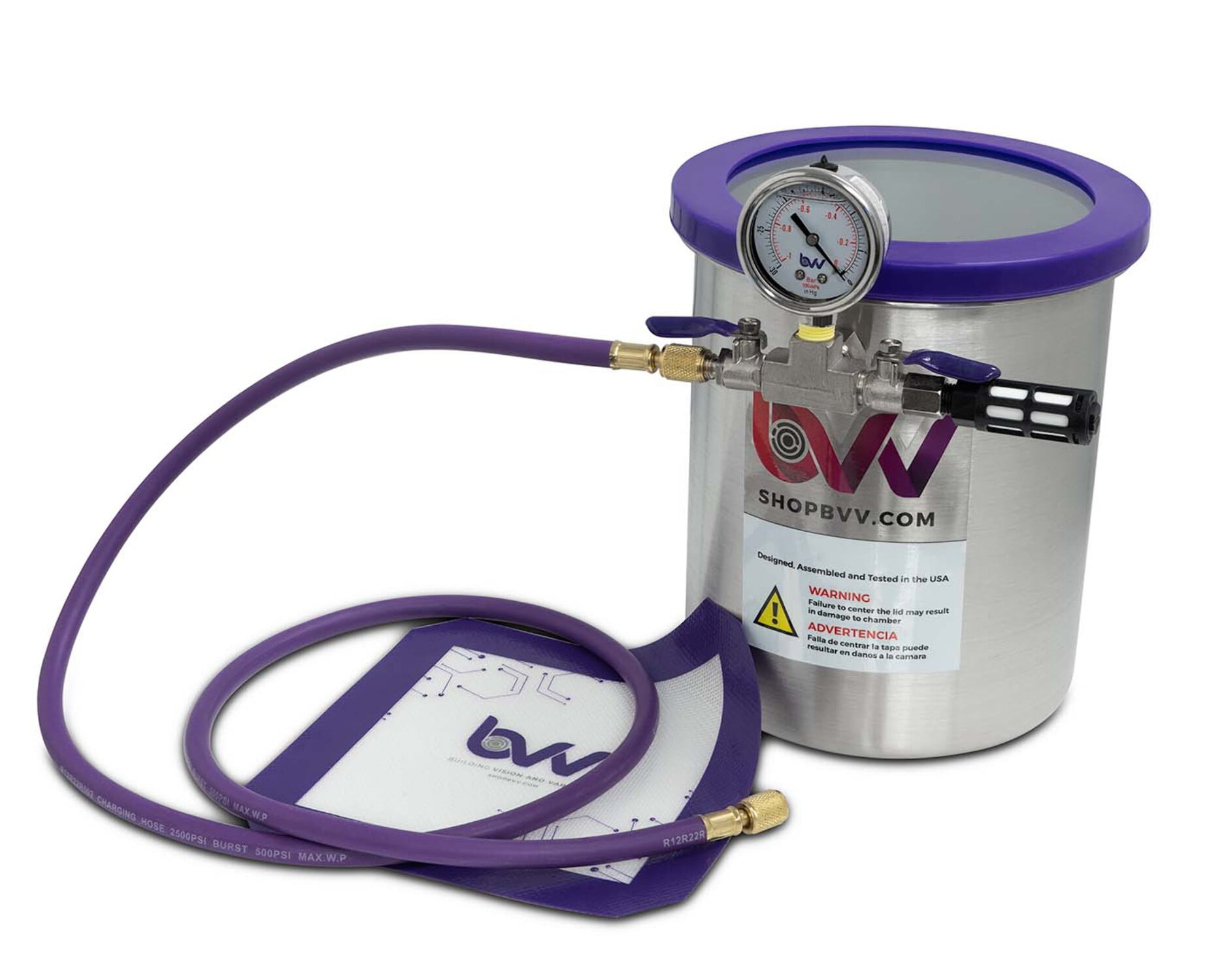 Glass Vac BVV 1.5 Gallon Stainless Steel Vacuum Chamber with Glass Lid