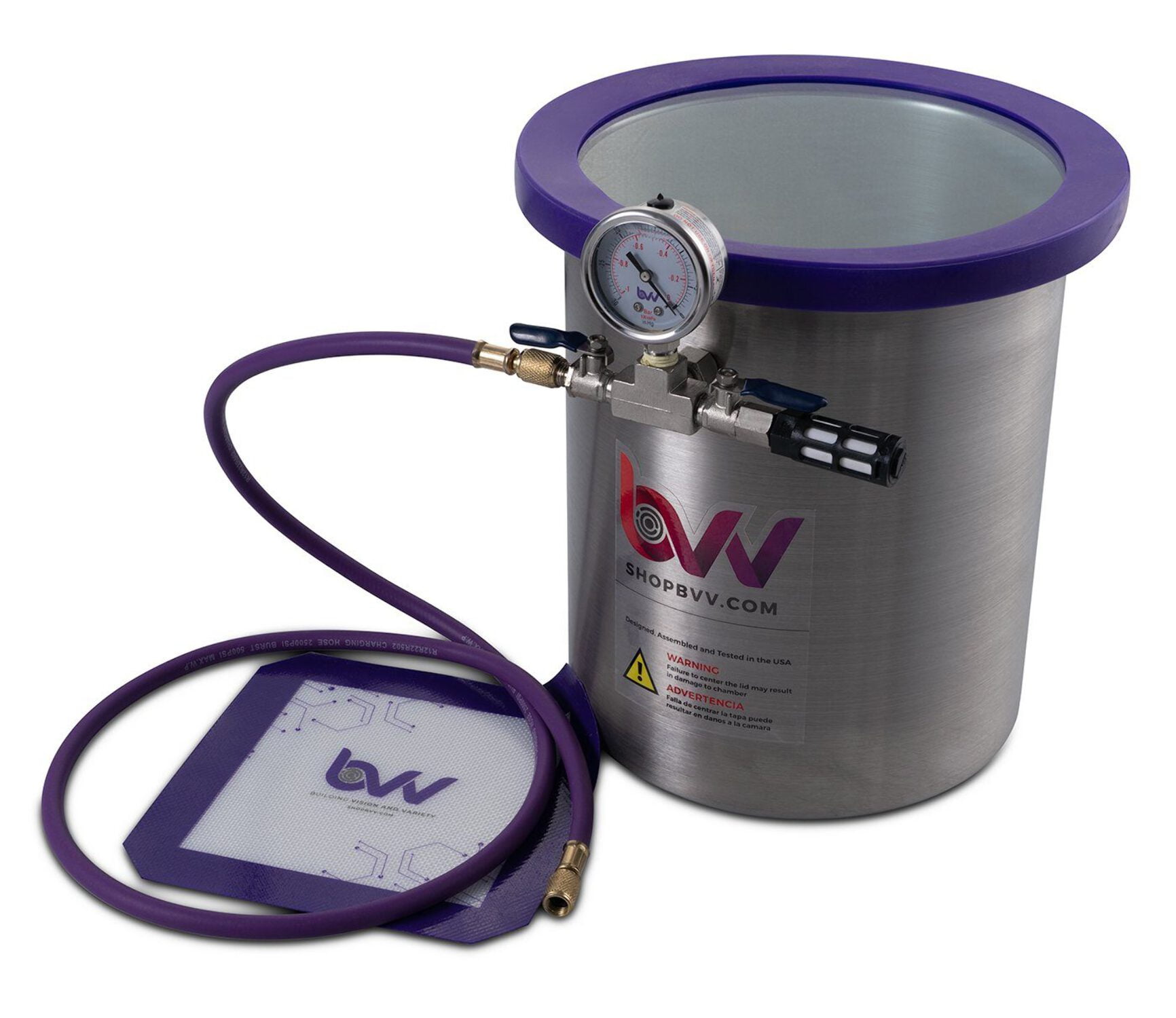 Glass Vac BVV 3 Gallon Stainless Steel Vacuum Chamber with Glass Lid
