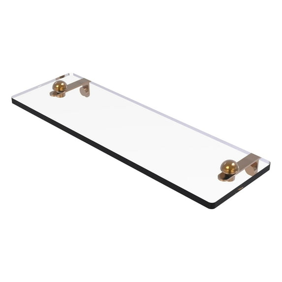 Glass Vanity Shelf with Beveled Edges - Brushed Bronze / 16 Inch