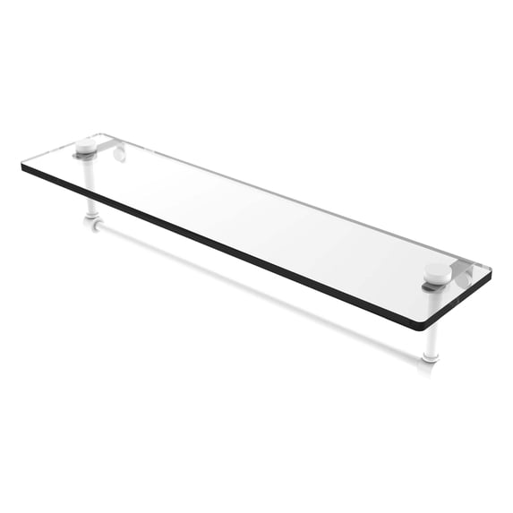 Glass Vanity Shelf with Integrated Towel Bar - Matte White / 22 Inch