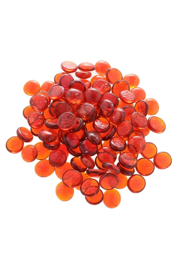 Glass Vase Fillers (1 Pound- Approx. 100) Flat Marbles, St Gem for Centerpieces, Decorative Glass Beads, Glass Gems, Orange