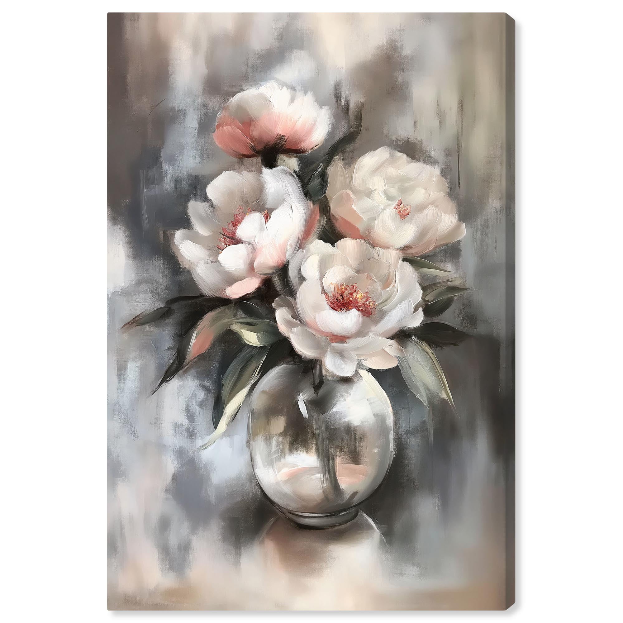 Luxury Floral Art Glass Vase Canvas Print, 15" x 10"