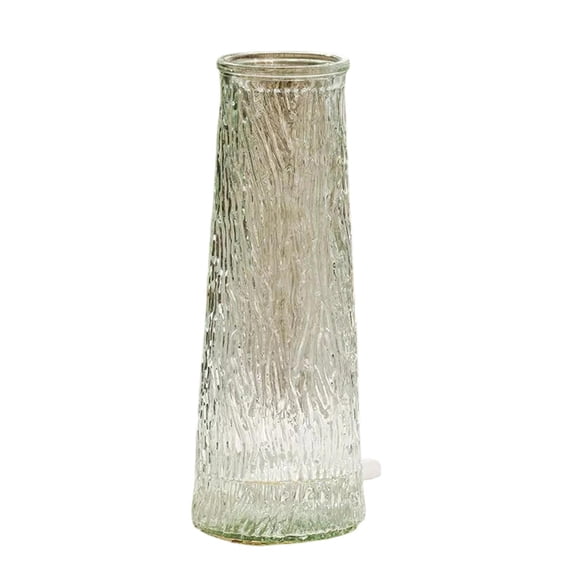 Glass Vase, Glacier Cracked Textured Cone Shaped, 11.0 inch Tall Single Piece, for Home Living Room Dining Table Centerpiece Fresh Flower Arrangement Decor