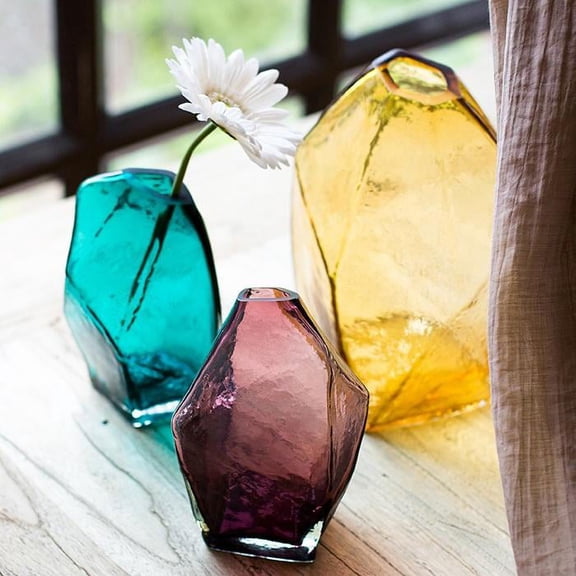 Glass Vase Hand Blown Glass Vase in Various Colors