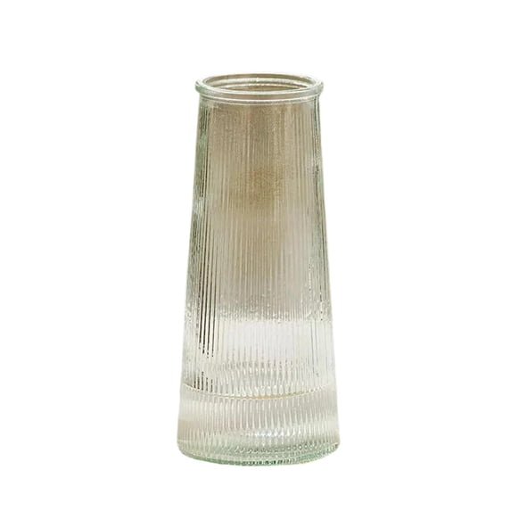 Glass Vase, Ribbed Conical Glacier Glass Vase, 7.9 inch Height Single Pack, Clear Decorative Flower Vase for Home Living Room Centerpiece Wedding Table Decor