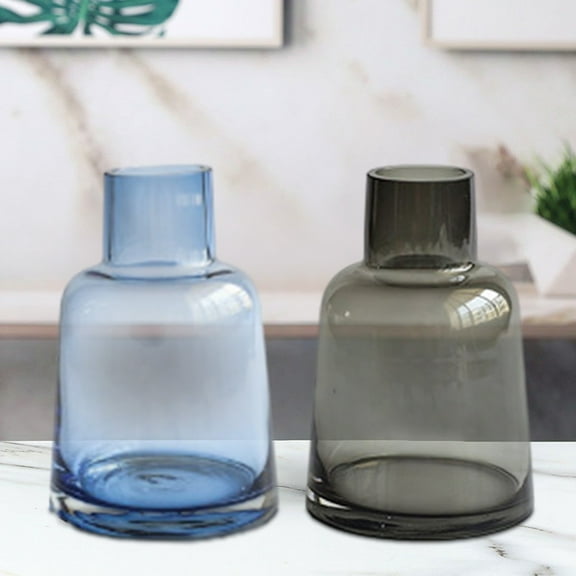 Glass Vase Transparent Glass Hydroponic Vessel | Decorative Flower Arrangement Bottle | Stable Structure Easy Clean | Office Home Desktop Decor | 13.9x9.2x9.2 cm | Single Piece