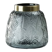 Glass Vase with Vintage Green Leaf Pattern, Great for Parties, Weddings, Lobbies, and Living Rooms
