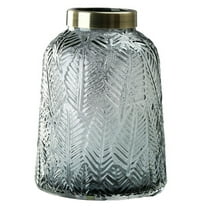 Glass Vase with Vintage Green Leaf Pattern, Great for Parties, Weddings, Lobbies, and Living Rooms