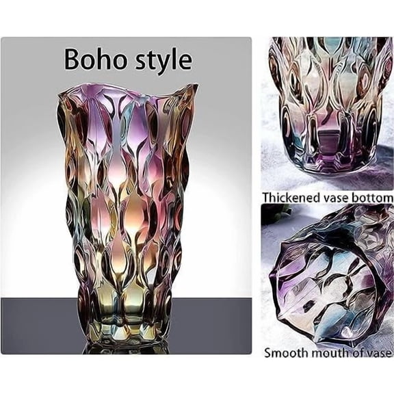 Glass Vases for Flowers，Thickened 3.4 lb Morden vases for Tables Centerpieces, vase for Home Decor, Crystal,Colorful and Clear Rose Large Vases Christmas Day Gifts(Heavy Duty)