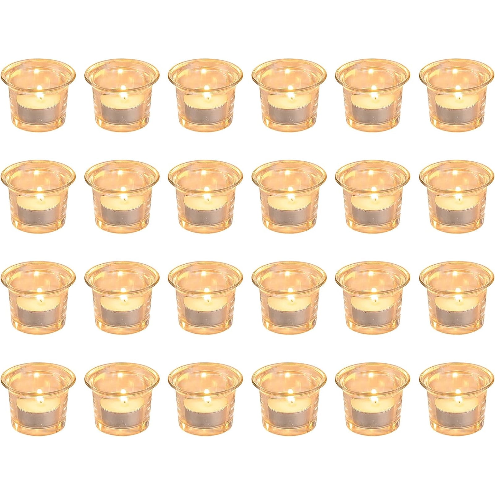 Glass Votive Candle Holders Set of 24 Clear Mini Tealight Candle Holder