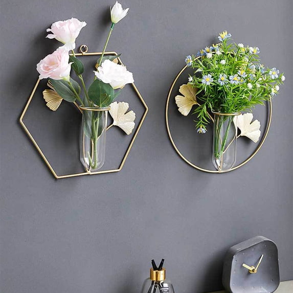 Glass Wall Hanging Vase for Hydroponic Plants and Flower Display Home Decor