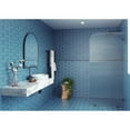 thumbnail image 1 of Glass Warehouse  34" x 78" Frameless Shower Door - Single Fixed Panel Fluted Frosted Radius Matte Black 34 Inch - Right Matte, 1 of 5