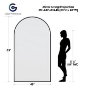Glass Warehouse 48  x 83  Black Modern Arch Leaner Mirror