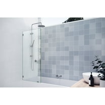 Glass Warehouse  58.25" x 27" Frameless Shower Bath Fixed Panel Brushed Nickel Nickel Finish