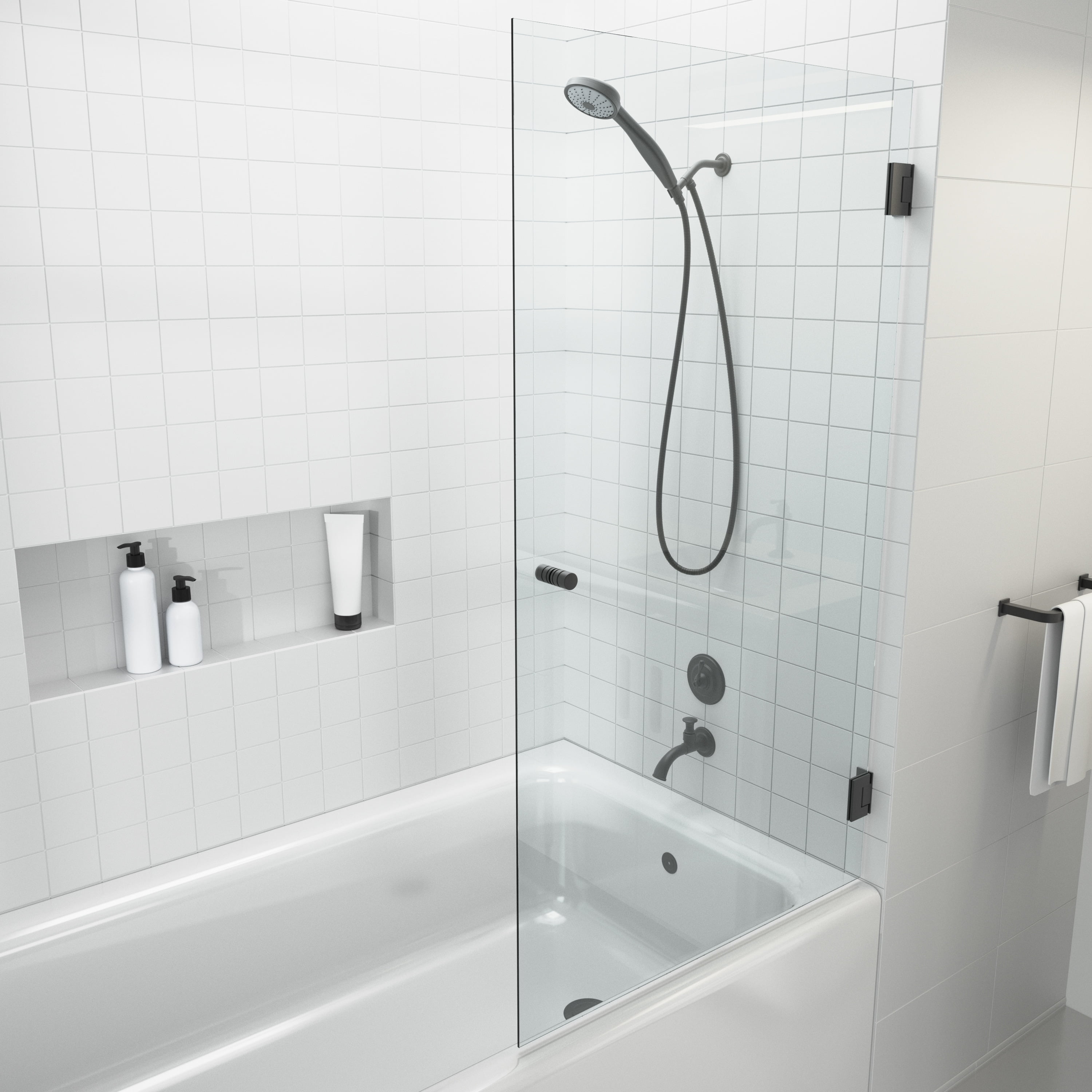 Albedo 58.25" Frameless Glass Shower Door with Oil Rubbed Bronze Hardware