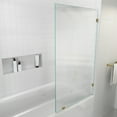 thumbnail image 1 of Glass Warehouse  58.25" x 34" Frameless Shower Door - Single Fixed Bath Panel Fluted Frosted Polished Brass Brass Finish, 1 of 5