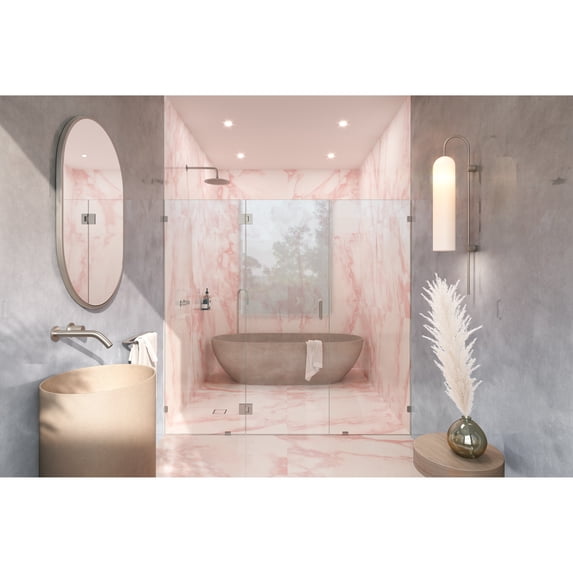 Glass Warehouse 78" x 57" Frameless 3 Panel Inline Shower Door Brushed Nickel Nickel Finish