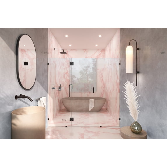 Glass Warehouse 78" x 83" Frameless 3 Panel Inline Shower Door Oil Rubbed Bronze Oil Rubbed Bronze Finish