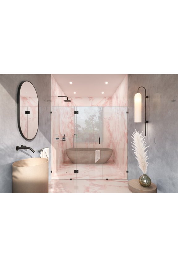 78" x 88" Frameless 3 Panel Inline Shower Door Matte Black Matte