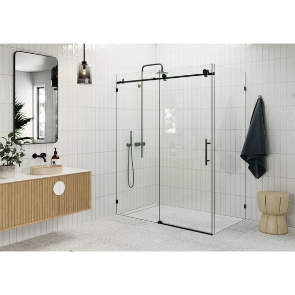Glass Warehouse 90SL-56-30-MB Nova 78" High X 56" Wide X 30" Deep Sliding Frameless Shower