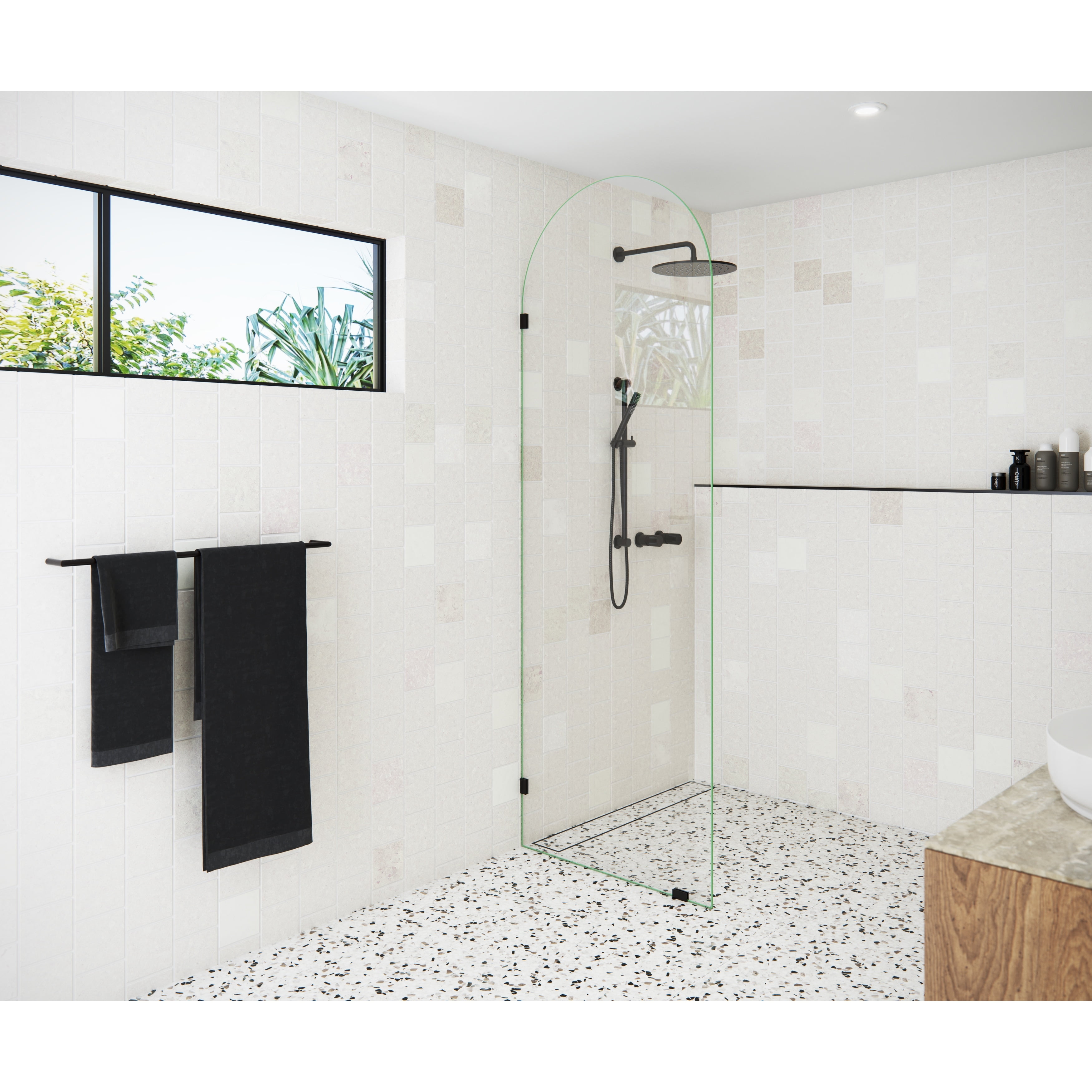 Venus 30" x 86.75" Frameless Glass Shower Panel with Oil Rubbed Bronze Hardware