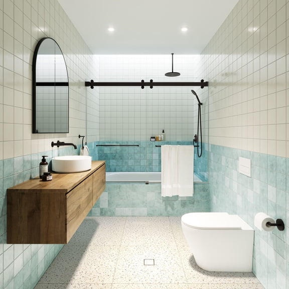 Glass Warehouse B-2DSL60-60-MB Polaris 60" High X 60" Wide Bypass Frameless Tub Door -