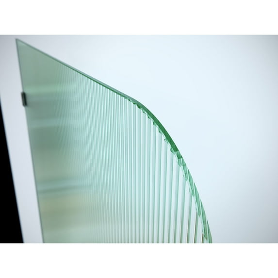 Glass Warehouse Aurora 58.25 in. x 30 in. Frameless Bath Shower Door - Single Fixed Panel Fluted Frosted Radius Left Hand Satin Black Satin