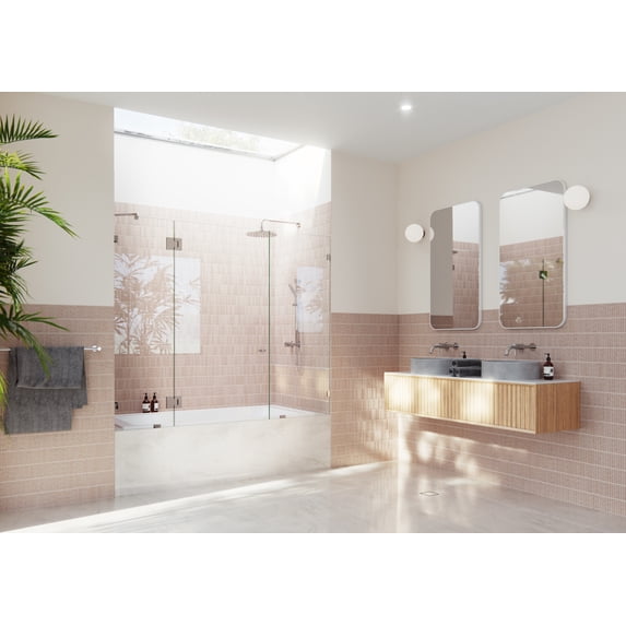 Glass Warehouse B-GHF-70-CH Stellar 58-1/4" High X 70" Wide Hinged Frameless Tub Door -