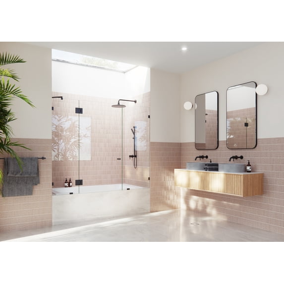 Glass Warehouse B-GHF-71-MB Stellar 58-1/4" High X 71" Wide Hinged Frameless Tub Door -