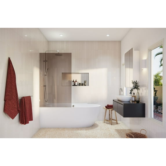Glass Warehouse Btbf-34 Ursa 58-1/4" High X 34" Wide Shower Screen Frameless Tub Door -