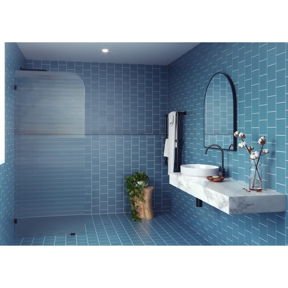 Glass Warehouse FL-RAD-32-L-ORB Aurora 78" High X 32" Wide Shower Screen Frameless Shower