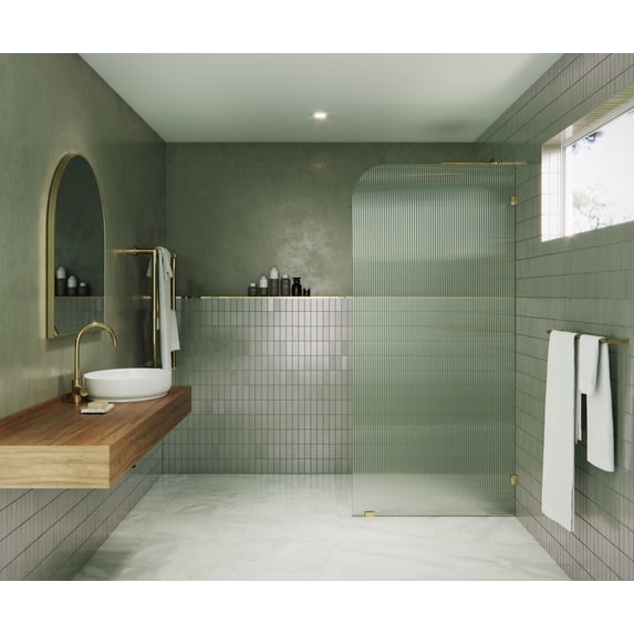 Glass Warehouse FL-RAD-36-R-PB Aurora 78" High X 36" Wide Shower Screen Frameless Shower