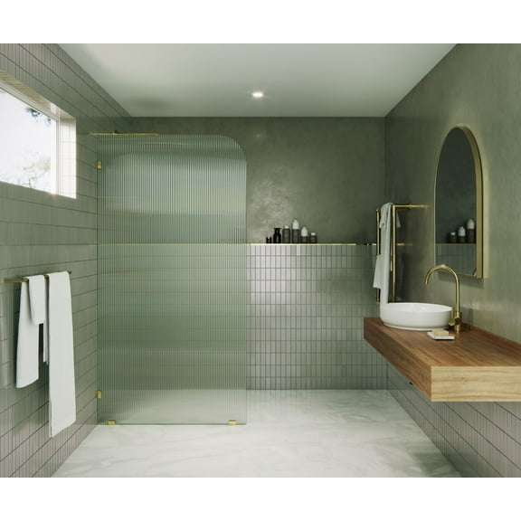 Glass Warehouse Fl-Rad-38-L Aurora 78" High X 38" Wide Shower Screen Frameless Shower Door