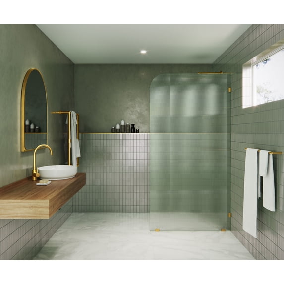Glass Warehouse FL-RAD-38-R-SB Aurora 78" High X 38" Wide Shower Screen Frameless Shower