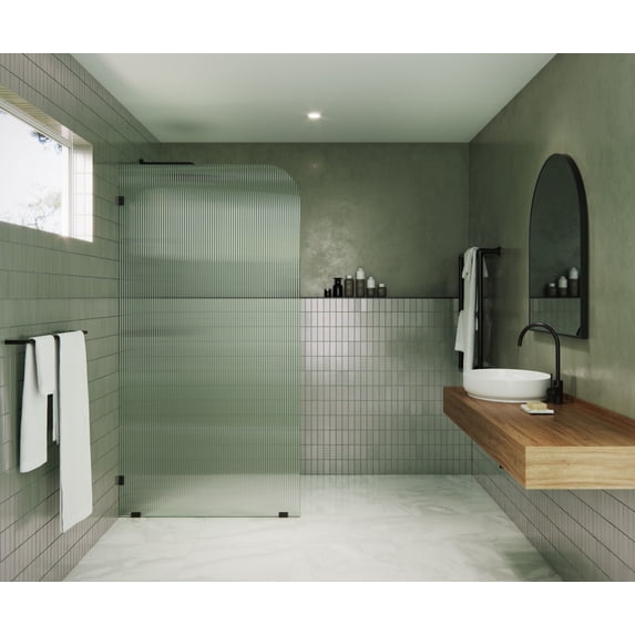 Glass Warehouse FL-RAD-40-L-ORB Aurora 78" High X 40" Wide Shower Screen Frameless Shower