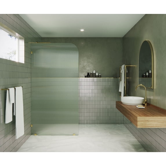 Glass Warehouse FL-RAD-40-L-PB Aurora 78" High X 40" Wide Shower Screen Frameless Shower