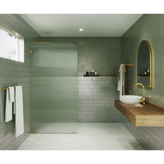 Glass Warehouse Fl-Rad-40-L Aurora 78" High X 40" Wide Shower Screen Frameless Shower Door