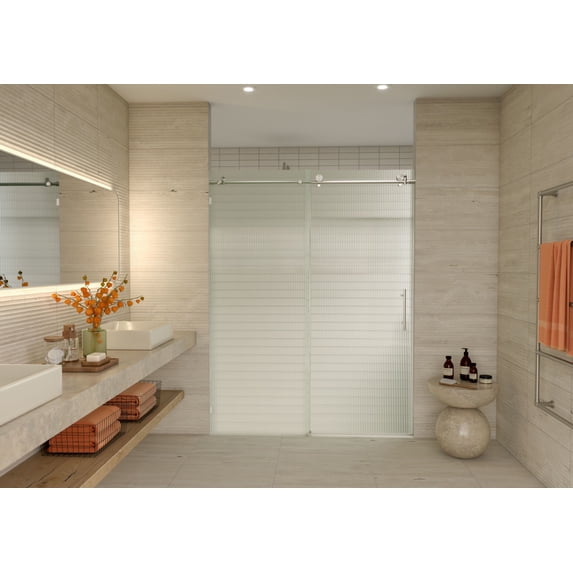 Glass Warehouse FLSLD-60-R-BN Galaxy 78" High X 60" Wide Sliding Frameless Shower Door -