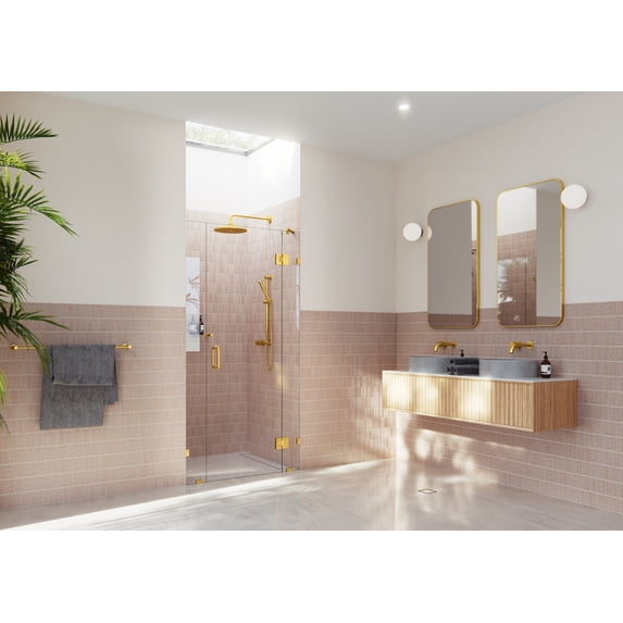 Glass Warehouse Ghf-40 Stellar 78" High X 40" Wide Hinged Frameless Shower Door - Brass