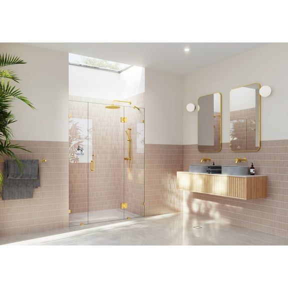 Glass Warehouse Ghf-59 Stellar 78" High X 59" Wide Hinged Frameless Shower Door - Brass