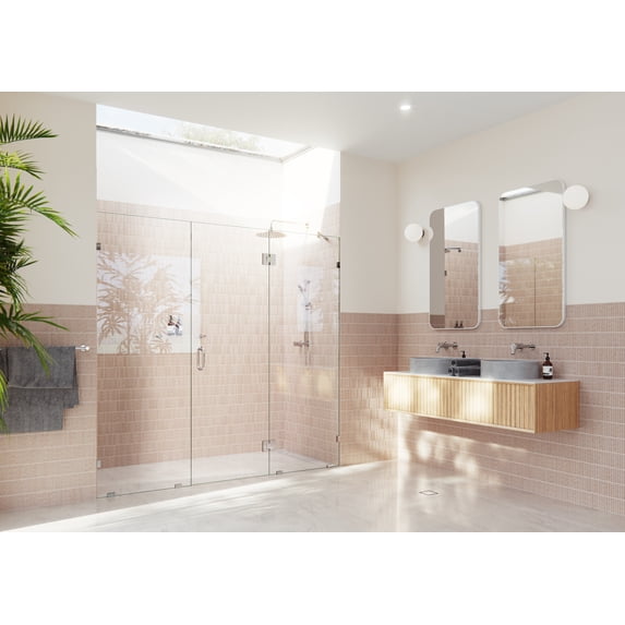 Glass Warehouse GHF-76.5-CH Stellar 78" High X 76-1/2" Wide Hinged Frameless Shower Door -