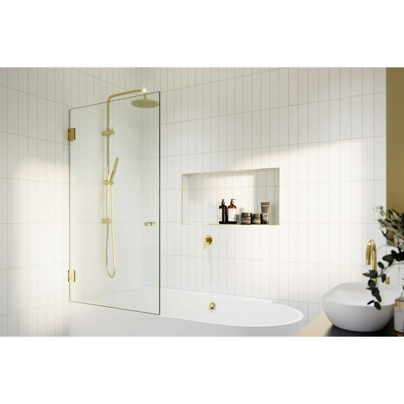 Glass Warehouse Gold 34" x 58", 3/8" Thick Clear Frameless Shower Door