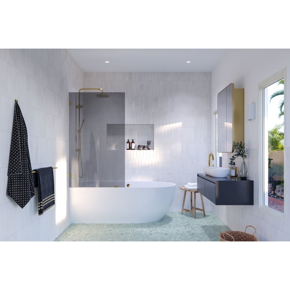 Glass Warehouse GTBF-34-PB Ursa 58-1/4" High X 34" Wide Shower Screen Frameless Tub Door -