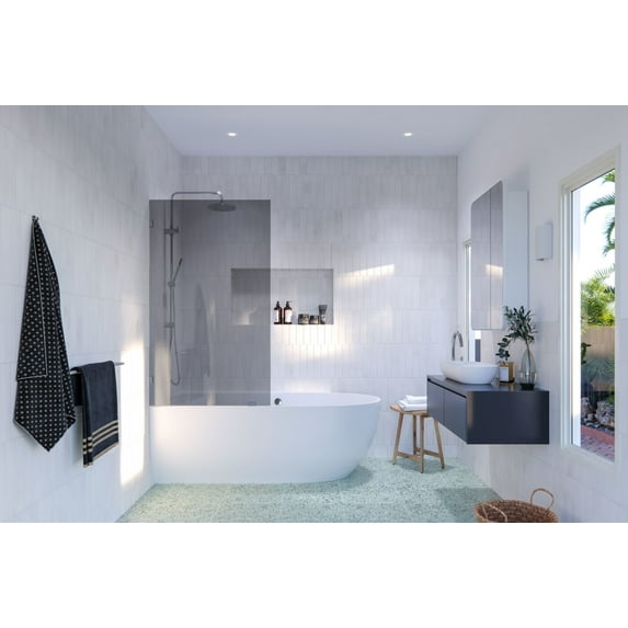 Glass Warehouse Gtbf-34 Ursa 58-1/4" High X 34" Wide Shower Screen Frameless Tub Door -